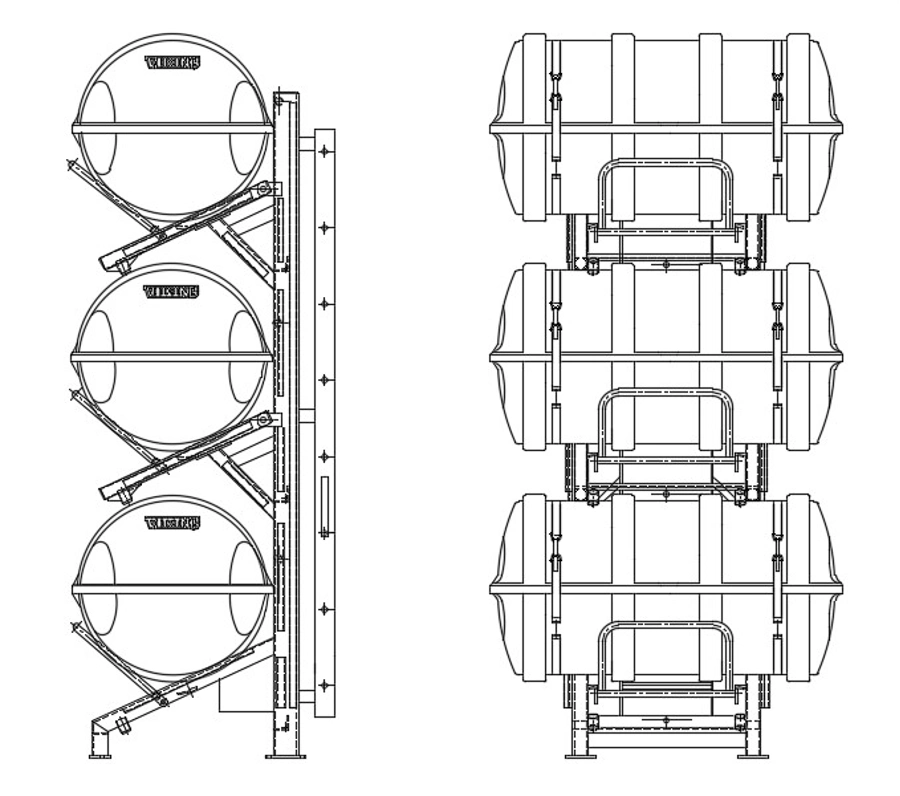 Column rack - for three liferafts, for 16-25DK+, 16-25DKF+, 25DKS ...
